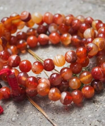 Red Agate Mala Beads Necklace – 108 Beads for Strength and Grounding